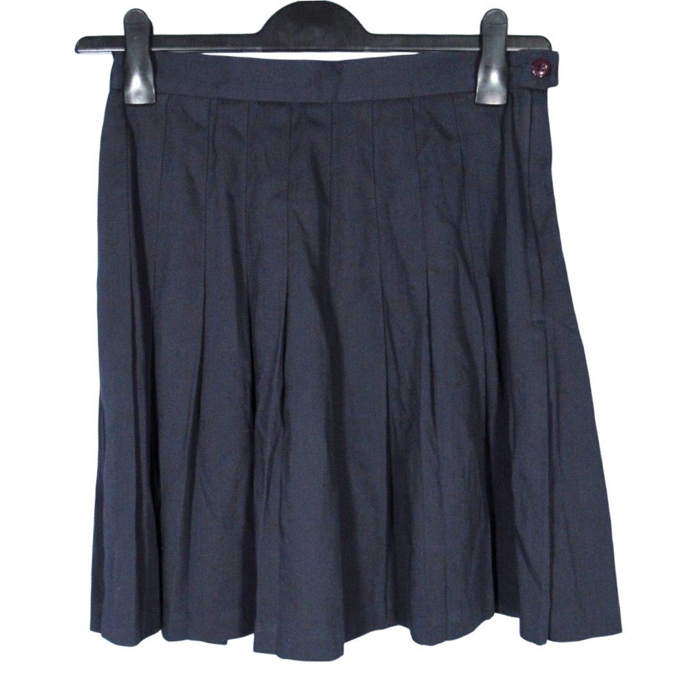 Y2K VTG Mixed Blues NAVY BLUE PLEATED SKIRT Side Zipper SCHOOLGIRL 28"Waist 11/M